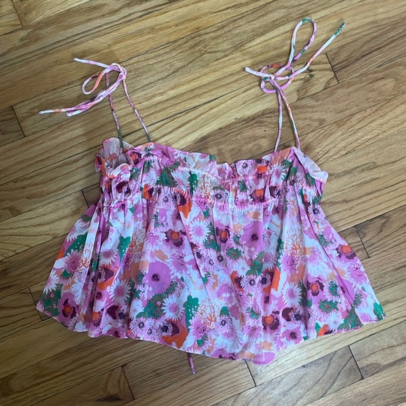 Ganni Pink Floral Top - Picture 2 of 6
